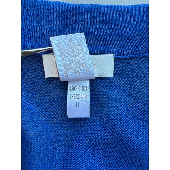 Chicos Open Front Cardigan Sweater Size 0 XS Royal Blue Quarter Sleeve Knit - Picture 5 of 6